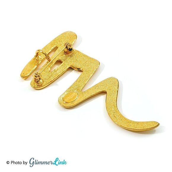 Vintage Park Lane Modernist Gold Tone Zig Zag Ribbon Brooch & Pendant - Picture 4 of 6